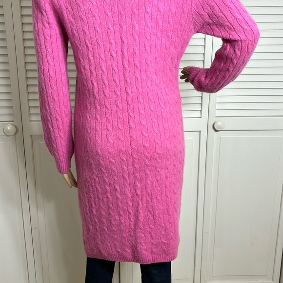Sutton Studio Long Cable Knit Cashmere Pink Cardigan XL - Picture 9 of 12